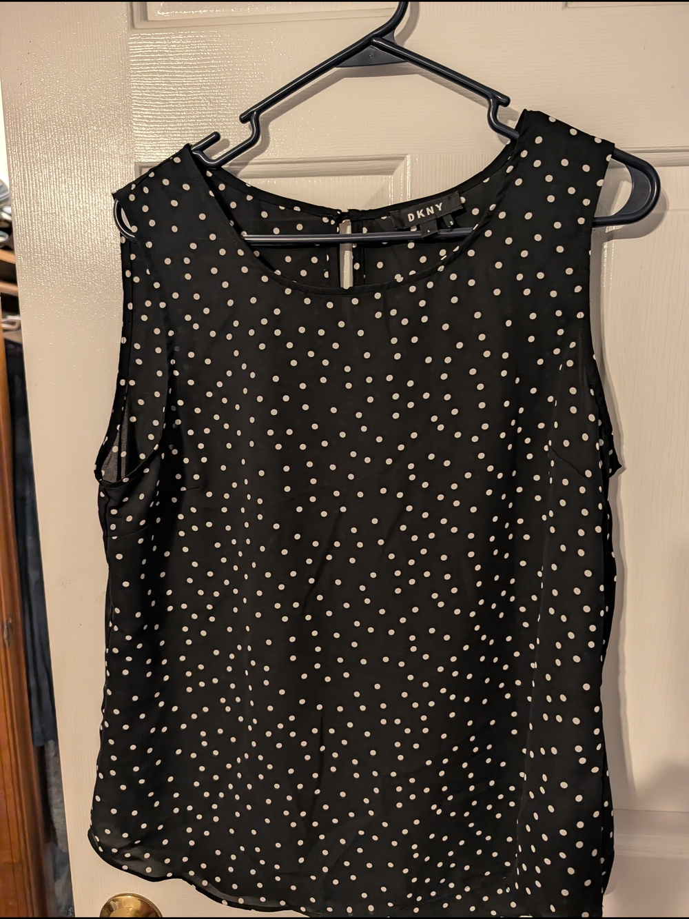 DKNY Black and White Polka Dot Sleeveless Camisole